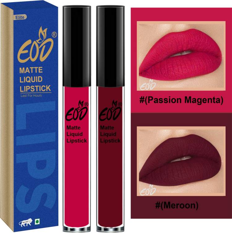 EOD Soft Matte Kiss Proof Vegan Made in India Liquid Lipstick Long Wearing Set of 2 Lip Gloss Set no 41 Price in India