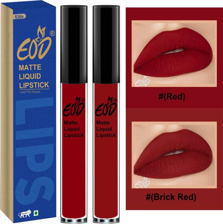 EOD Soft Matte Kiss Proof Vegan Made in India Liquid Lipstick Long Wearing Set of 2 Lip Gloss Set no 18 Price in India