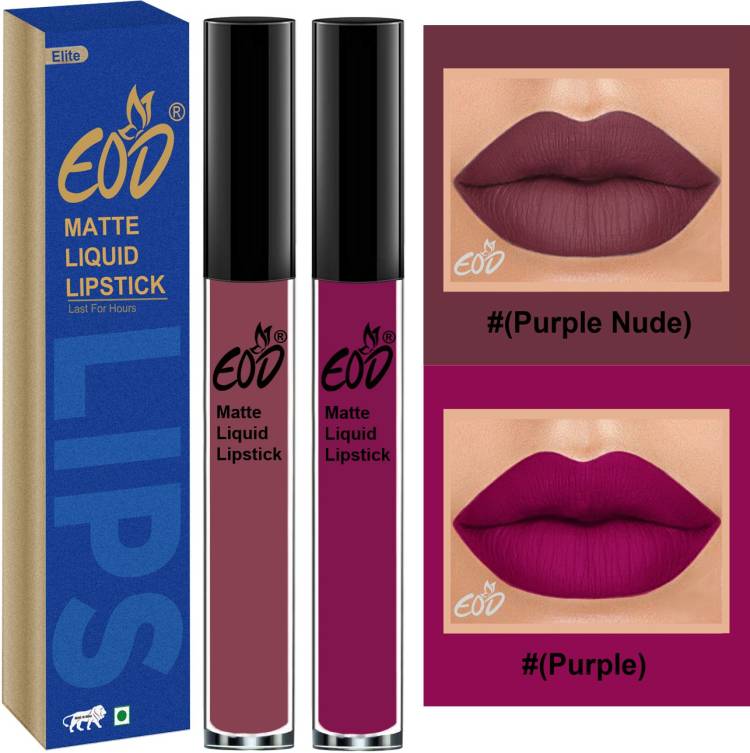 EOD Elite Collection Long Lasting Waterproof 100% Vegan Made in India Matte Liquid Lipstick Combo of 2 Lip Gloss Set no 181 Price in India