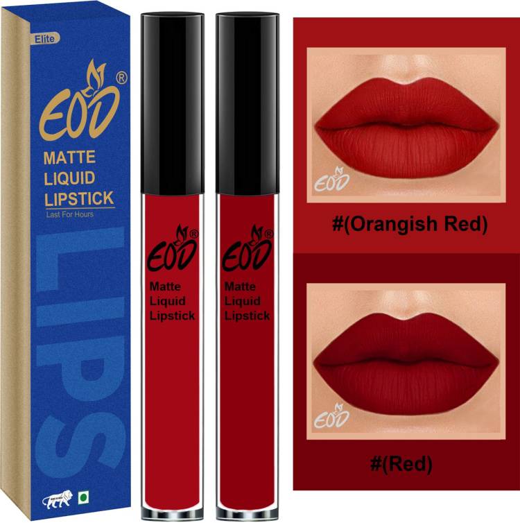 EOD Elite Collection Long Lasting Waterproof 100% Vegan Made in India Matte Liquid Lipstick Combo of 2 Lip Gloss Set no 96 Price in India
