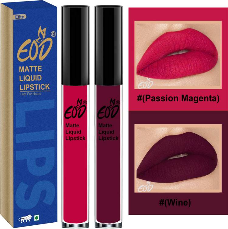 EOD Soft Matte Kiss Proof Vegan Made in India Liquid Lipstick Long Wearing Set of 2 Lip Gloss Set no 42 Price in India