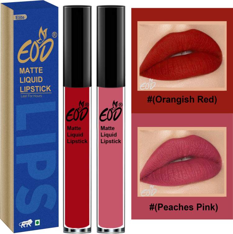 EOD Soft Matte Kiss Proof Vegan Made in India Liquid Lipstick Long Wearing Set of 2 Lip Gloss Set no 02 Price in India