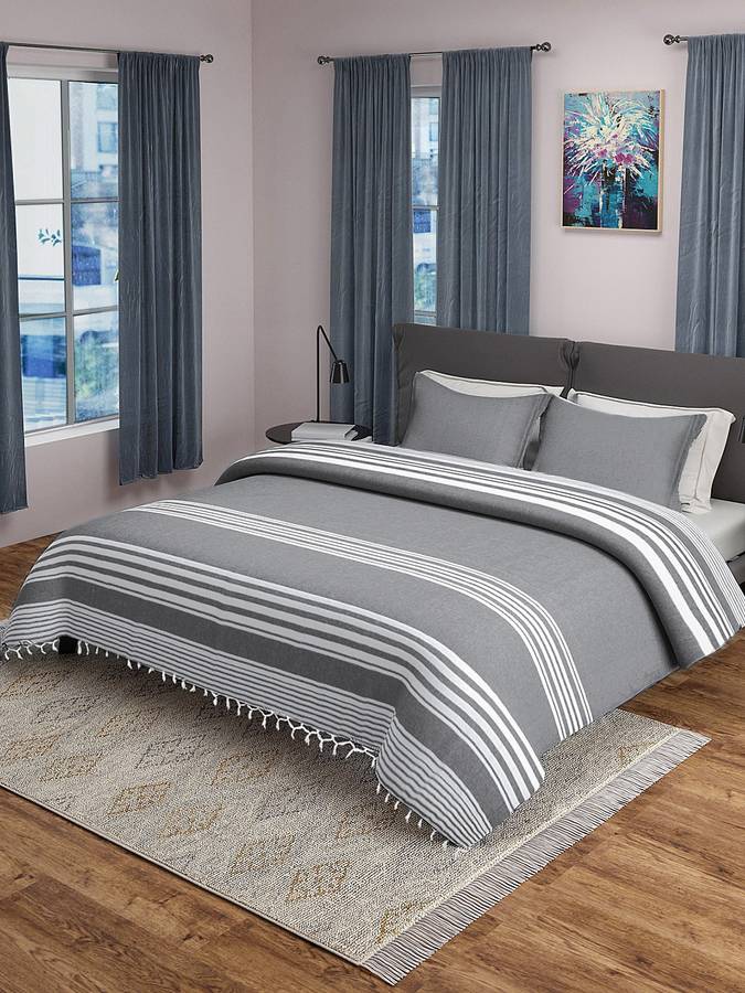 Saral Home 350 TC Cotton Double Striped Bedsheet