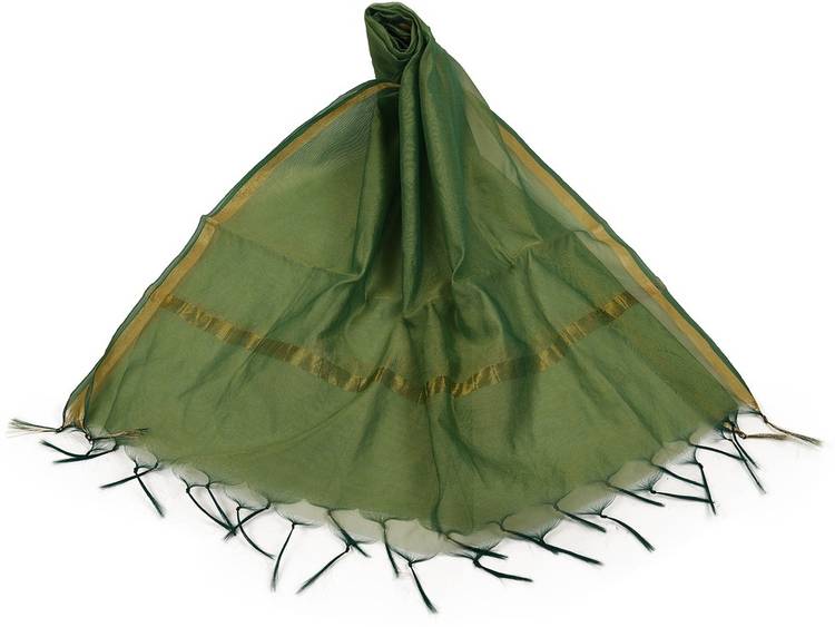 Art Silk Solid Green Women Dupatta