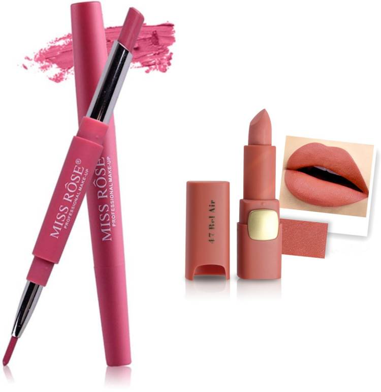 MISS ROSE Combo 2 Matte Lipstick 2in1-03#Oval47 Price in India