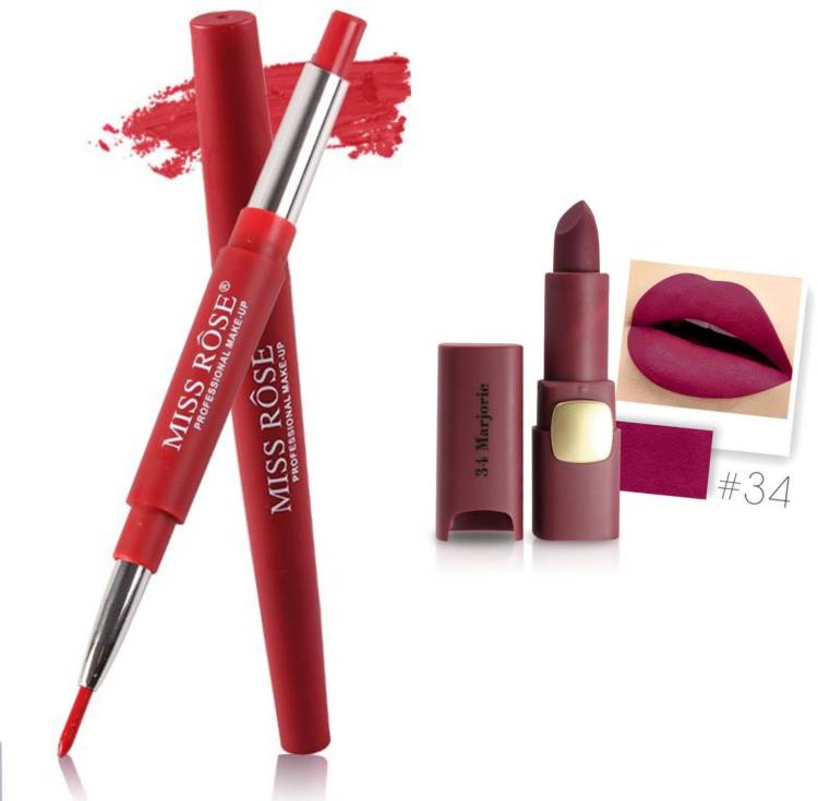 MISS ROSE Combo 2 Matte Lipstick 2in1-35#Oval34 Price in India