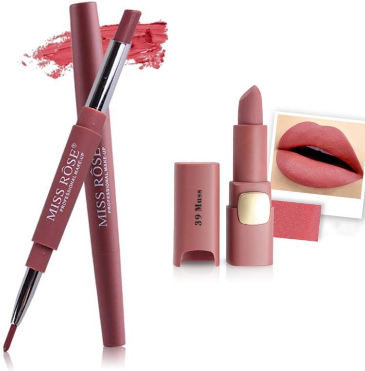 MISS ROSE Combo 2 Matte Lipstick 2in1-01#Oval39 Price in India