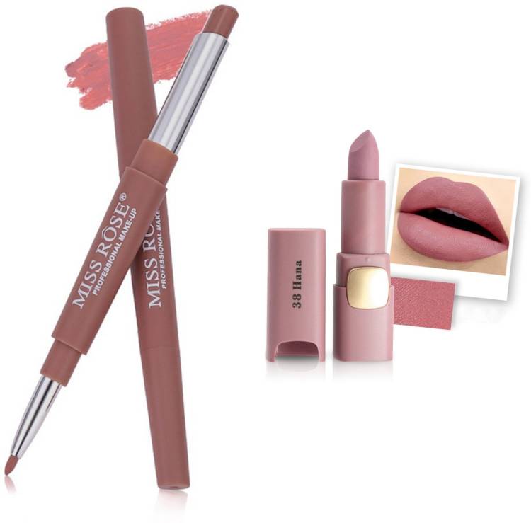 MISS ROSE Combo 2 Matte Lipstick 2in1-33#Oval38 Price in India
