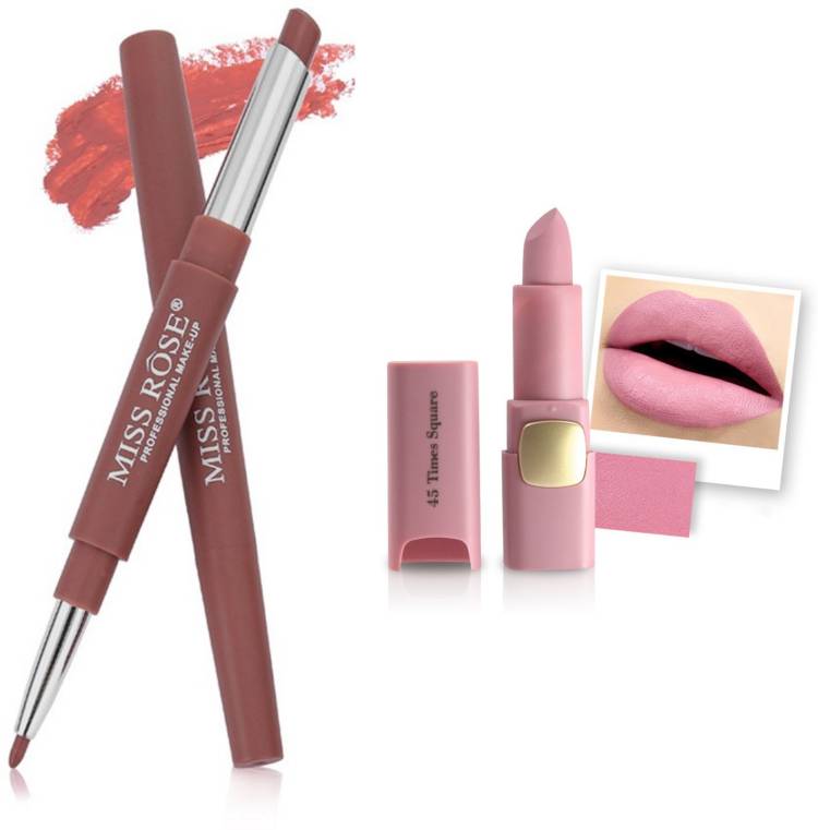 MISS ROSE Combo 2 Matte Lipstick 2in1-39#Oval45 Price in India