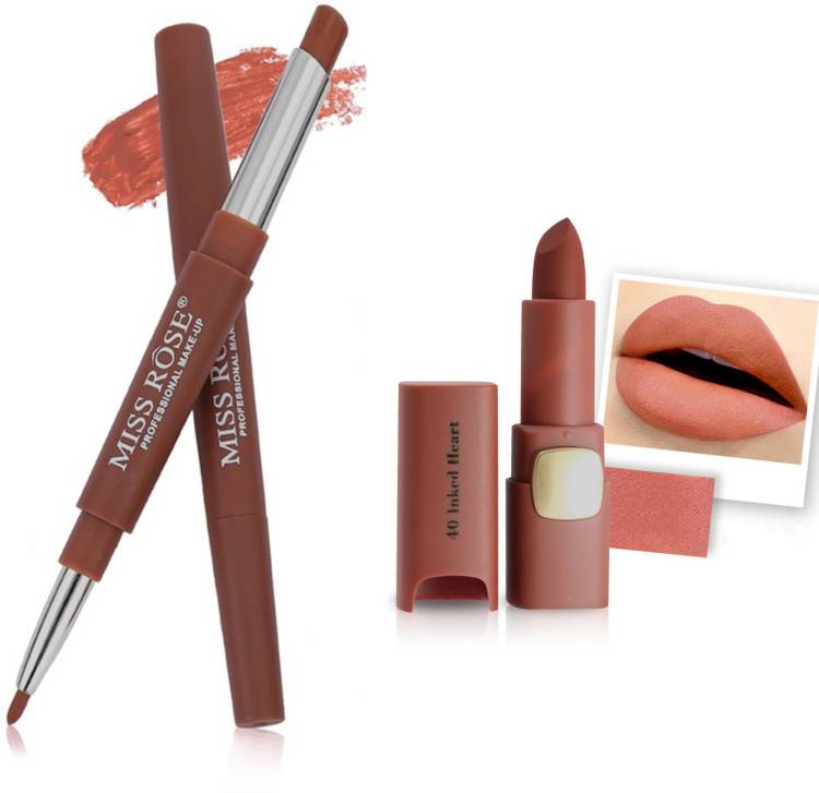 MISS ROSE Combo 2 Matte Lipstick 2in1-40#Oval40 Price in India
