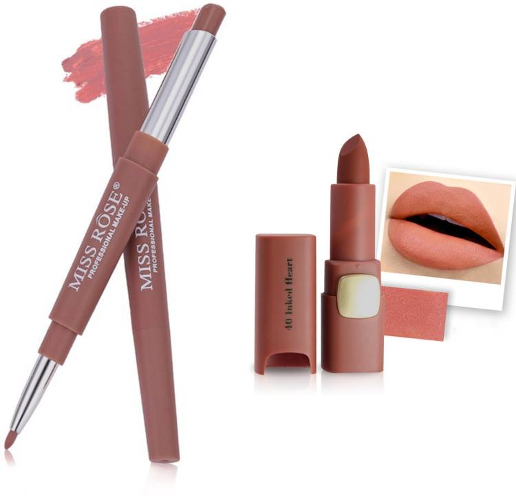 MISS ROSE Combo 2 Matte Lipstick 2in1-33#Oval40 Price in India