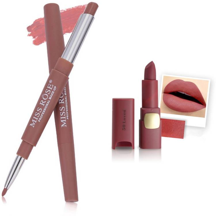 MISS ROSE Combo 2 Matte Lipstick 2in1-33#Oval50 Price in India