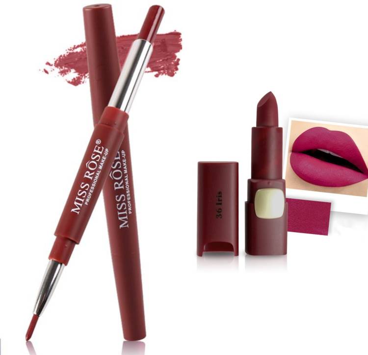 MISS ROSE Combo 2 Matte Lipstick 2in1-42#Oval36 Price in India