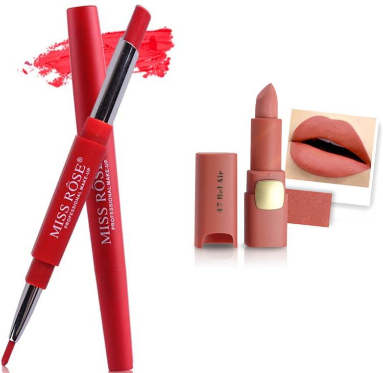 MISS ROSE Combo 2 Matte Lipstick 2in1-08#Oval47 Price in India