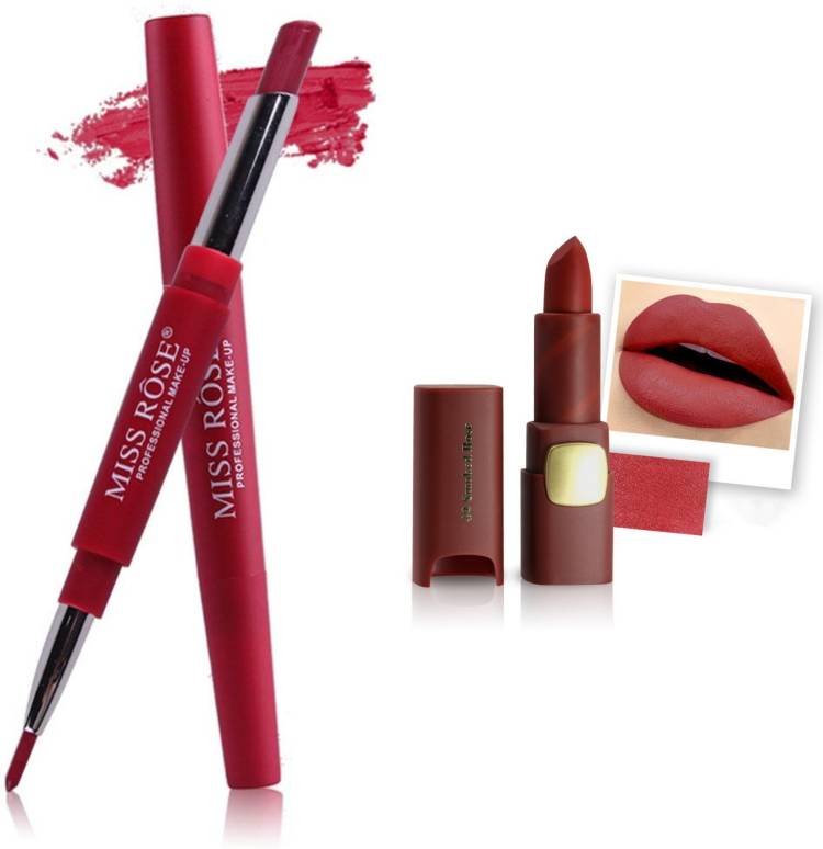 MISS ROSE Combo 2 Matte Lipstick 2in1-04#Oval42 Price in India