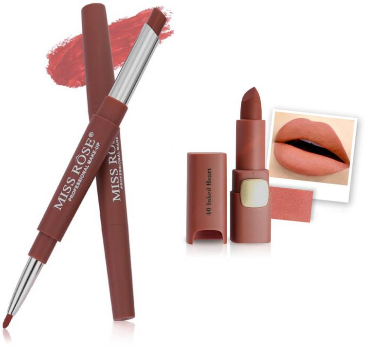 MISS ROSE Combo 2 Matte Lipstick 2in1-46#Oval40 Price in India