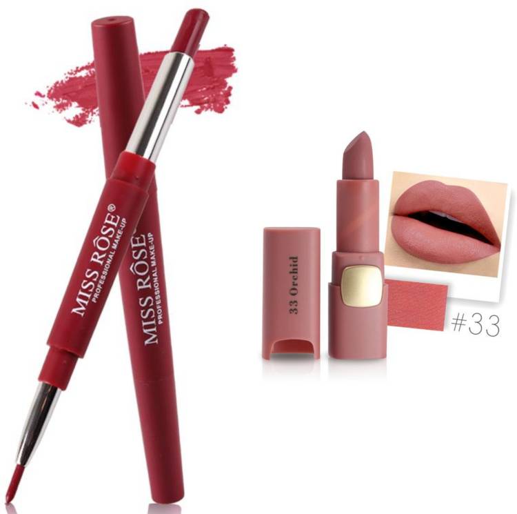 MISS ROSE Combo 2 Matte Lipstick 2in1-36#Oval33 Price in India