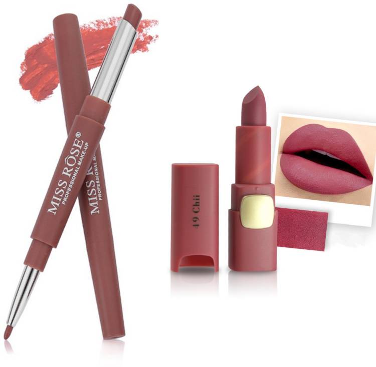 MISS ROSE Combo 2 Matte Lipstick 2in1-39#Oval49 Price in India