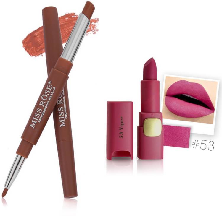 MISS ROSE Combo 2 Matte Lipstick 2in1-40#Oval53 Price in India