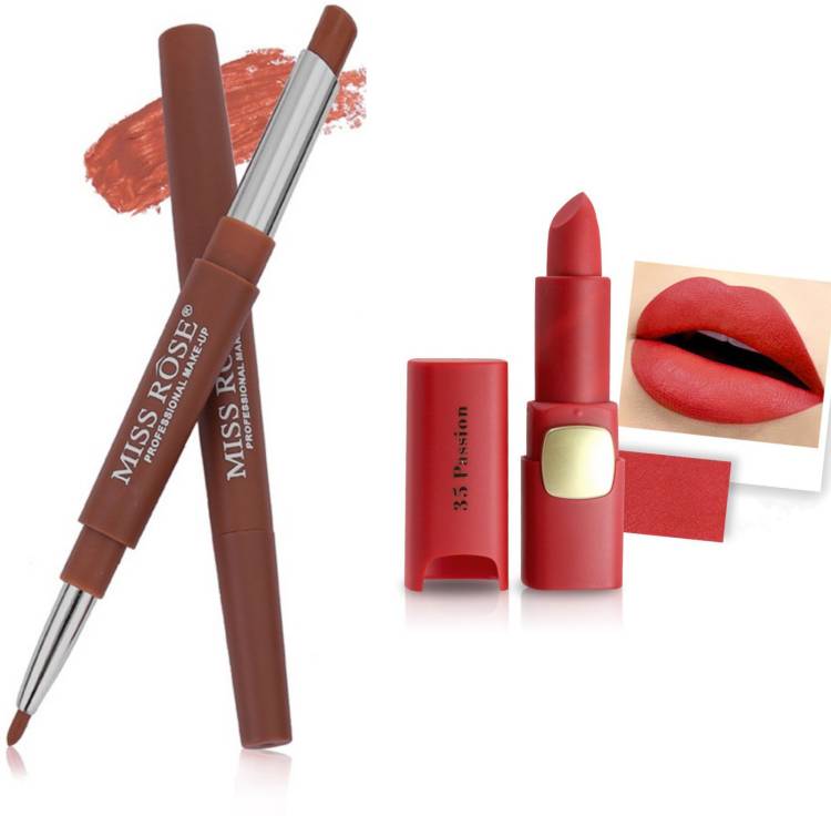 MISS ROSE Combo 2 Matte Lipstick 2in1-40#Oval35 Price in India