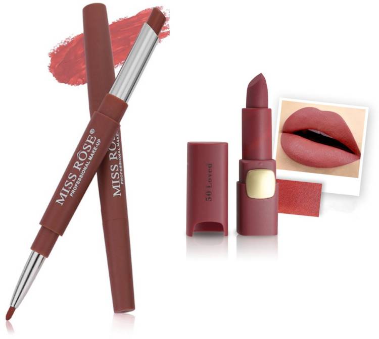 MISS ROSE Combo 2 Matte Lipstick 2in1-46#Oval50 Price in India