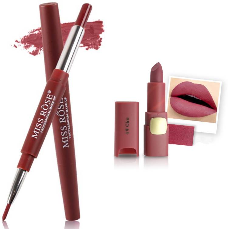 MISS ROSE Combo 2 Matte Lipstick 2in1-42#Oval49 Price in India