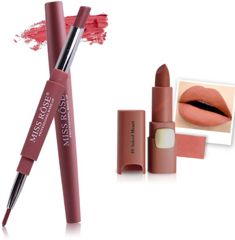 MISS ROSE Combo 2 Matte Lipstick 2in1-01#Oval40 Price in India