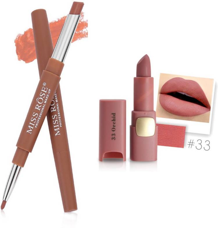 MISS ROSE Combo 2 Matte Lipstick 2in1-43#Oval33 Price in India