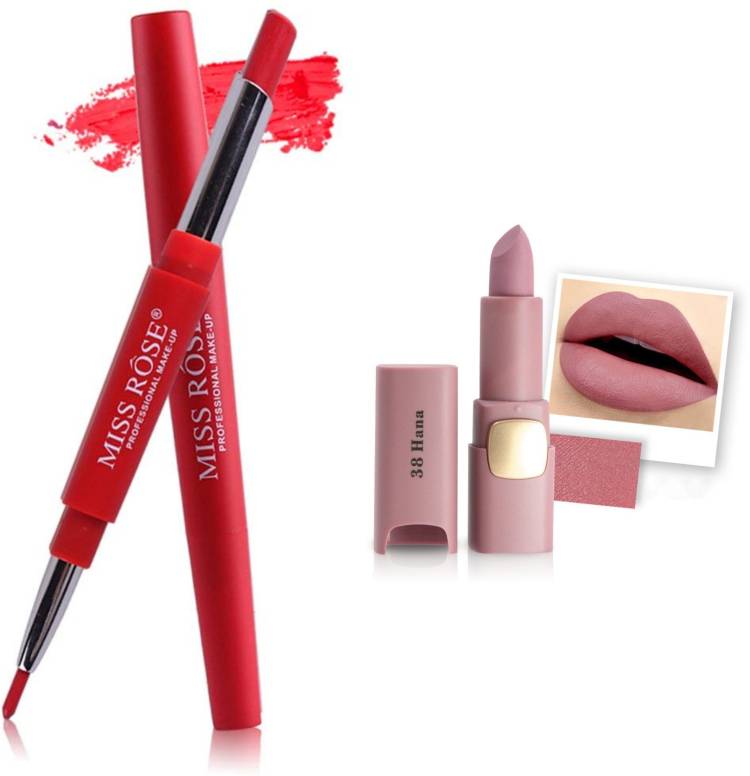 MISS ROSE Combo 2 Matte Lipstick 2in1-08#Oval38 Price in India