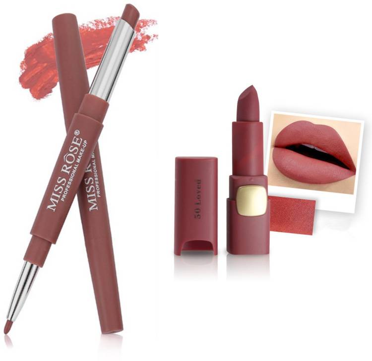 MISS ROSE Combo 2 Matte Lipstick 2in1-39#Oval50 Price in India