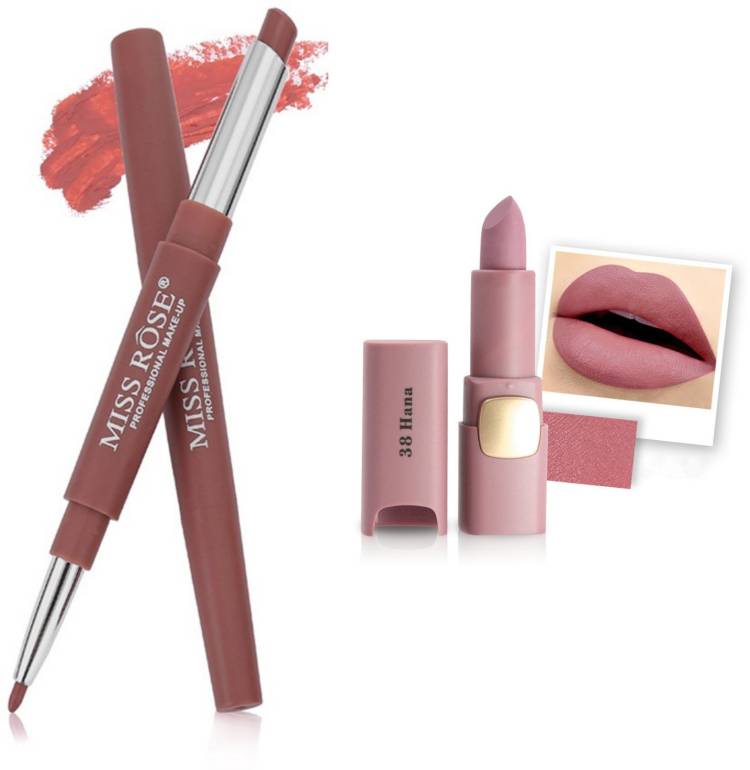 MISS ROSE Combo 2 Matte Lipstick 2in1-39#Oval38 Price in India