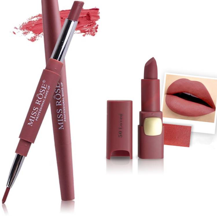 MISS ROSE Combo 2 Matte Lipstick 2in1-01#Oval50 Price in India