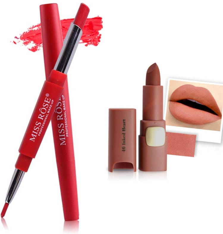 MISS ROSE Combo 2 Matte Lipstick 2in1-08#Oval40 Price in India