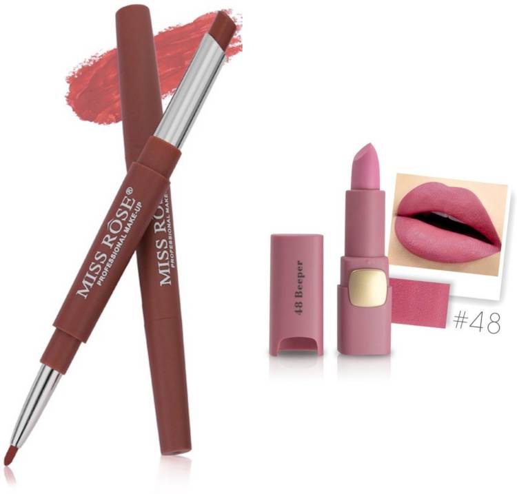 MISS ROSE Combo 2 Matte Lipstick 2in1-46#Oval48 Price in India