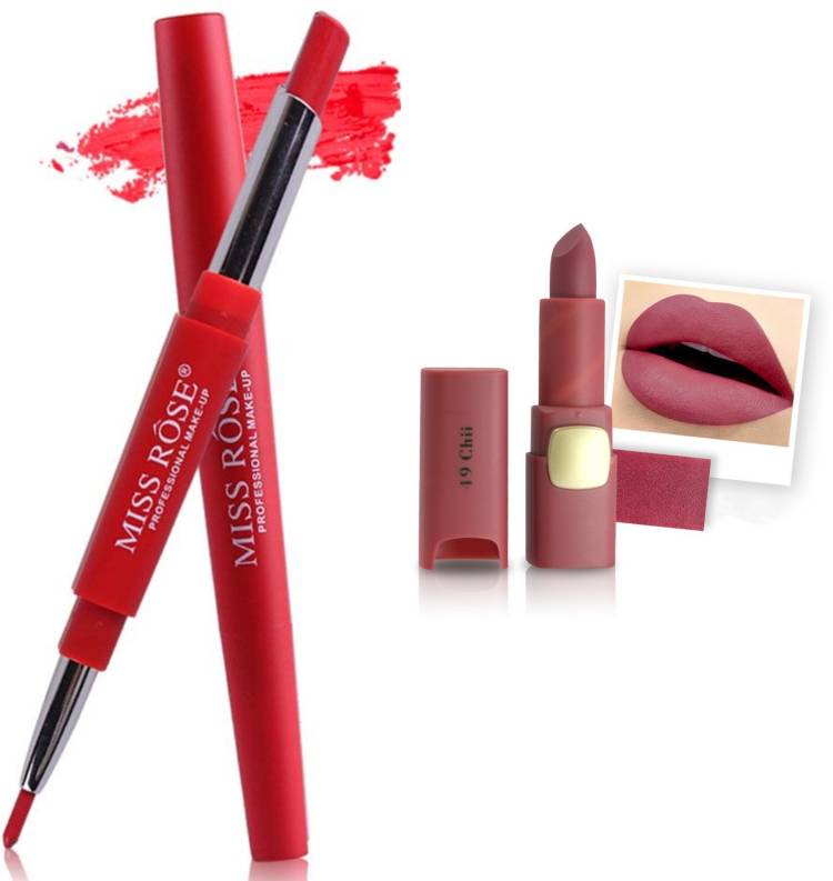 MISS ROSE Combo 2 Matte Lipstick 2in1-08#Oval49 Price in India