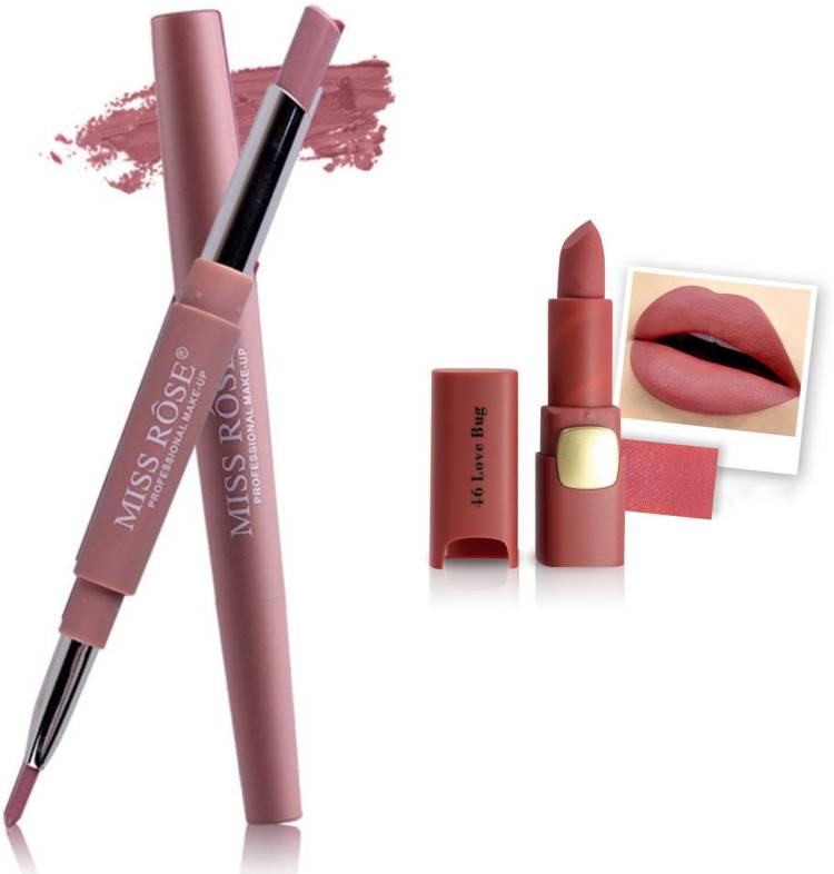 MISS ROSE Combo 2 Matte Lipstick 2in1-06#Oval46 Price in India
