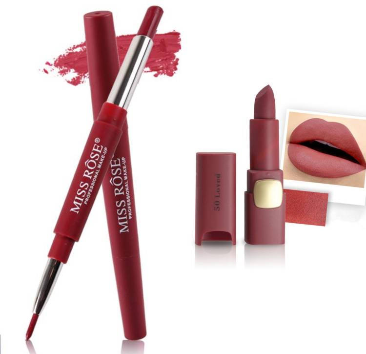 MISS ROSE Combo 2 Matte Lipstick 2in1-36#Oval50 Price in India