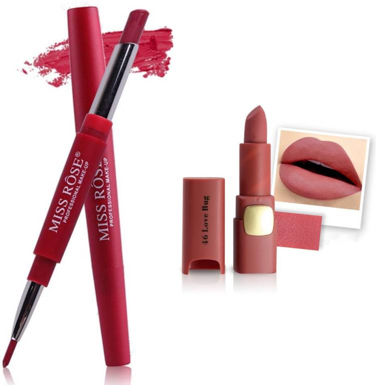 MISS ROSE Combo 2 Matte Lipstick 2in1-04#Oval46 Price in India