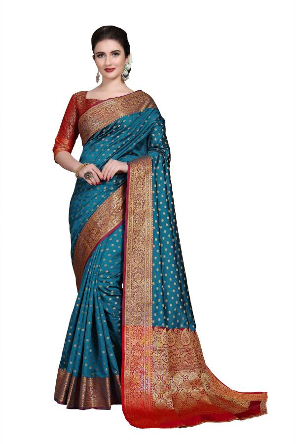 Embroidered, Woven Kanjivaram Art Silk, Cotton Silk Saree