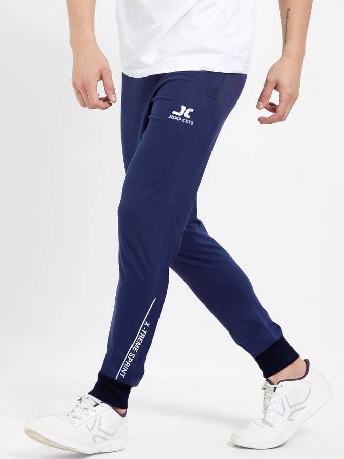 Printed Men Dark Blue Track Pants