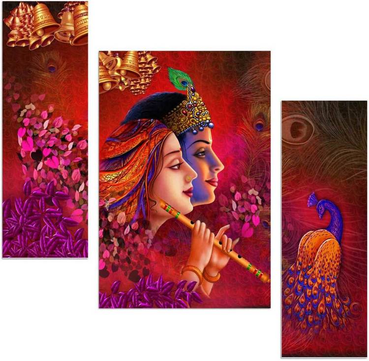 Art Amori Radhe krishna religious three Piece MDF Painting Digital Reprint 12 inch x 18 inch Painting