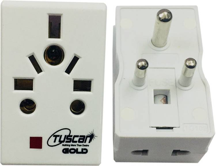 Tuscan Universal 3 Pin Sockets Converter Travel Adapter (Multi Country) with Fuse & Surge Protector For Imported Devices Worldwide Adaptor