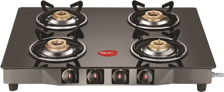 Pigeon Brunet Stainless Steel, Glass Manual Gas Stove