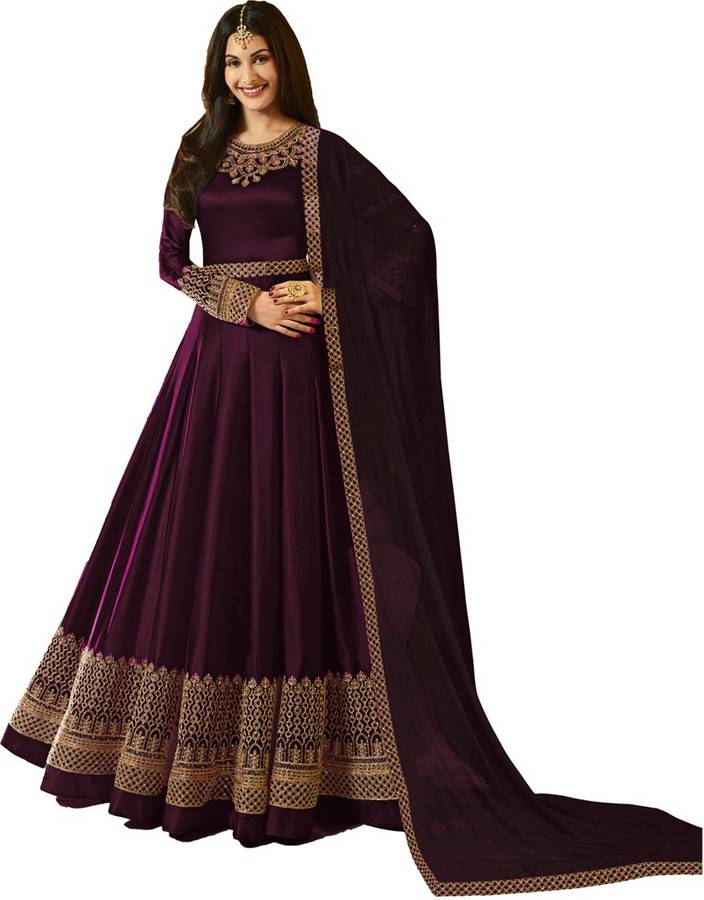 Silk Embroidered Gown/Anarkali Kurta & Bottom Material