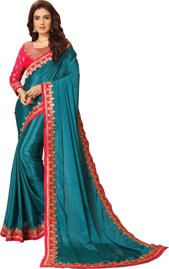Embroidered Bollywood Poly Silk Saree Price in India