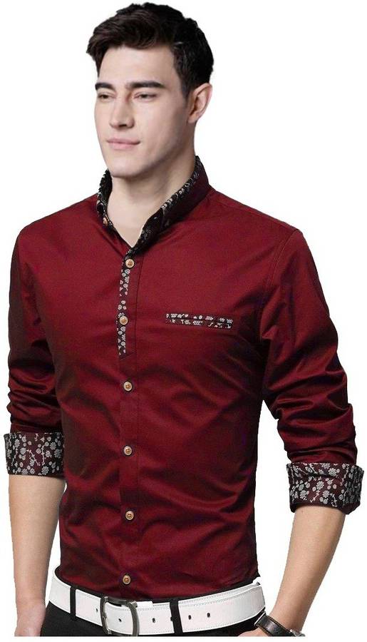 Men Regular Fit Solid Button Down Collar Casual Shirt