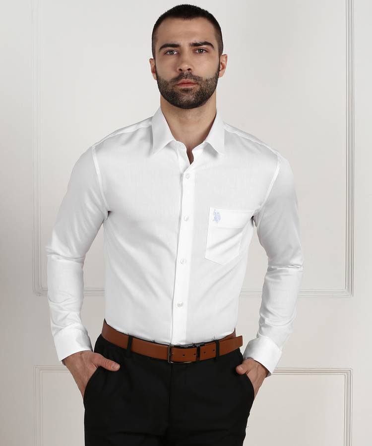 Men Tailored Fit Solid Button Down Collar Formal Shirt