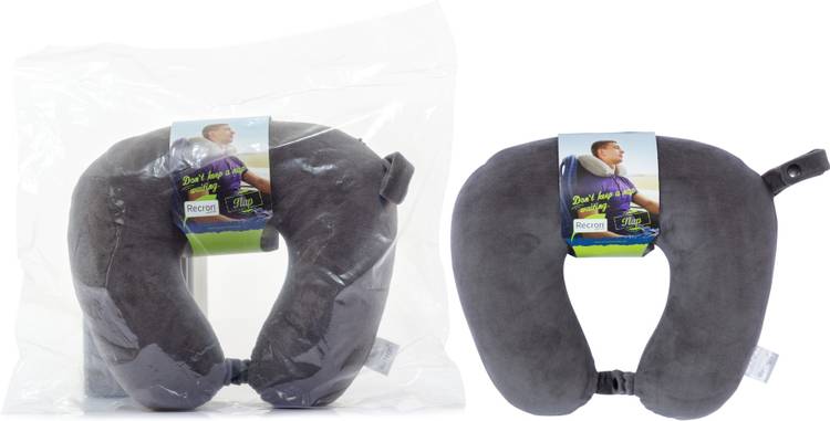 RECRON CERTIFIED Microfibre Solid Travel Pillow Pack of 1