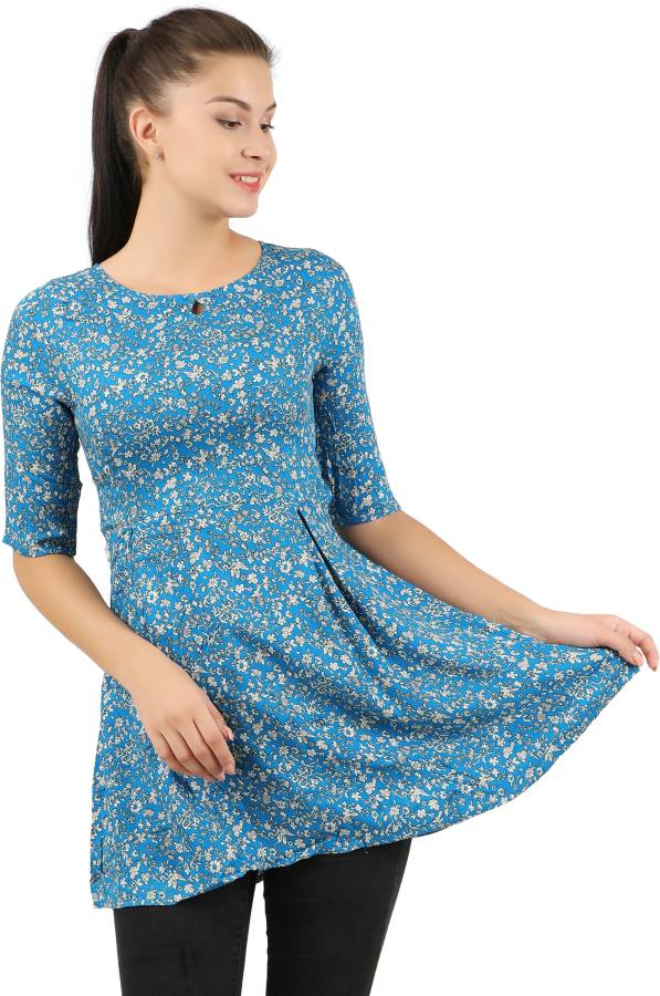 Women Fit and Flare Blue Dress Price in India