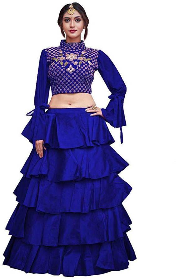 Embroidered, Embellished, Solid Semi Stitched Lehenga Choli Price in India